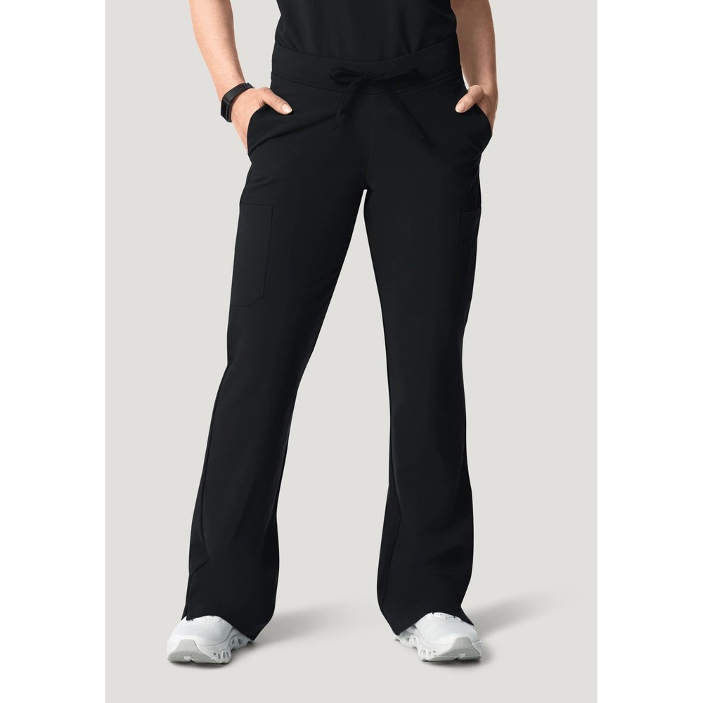 NEW Mandala Black Equa-Tek Scrub Pants Women Medium Petite Cargo Medical Trouser